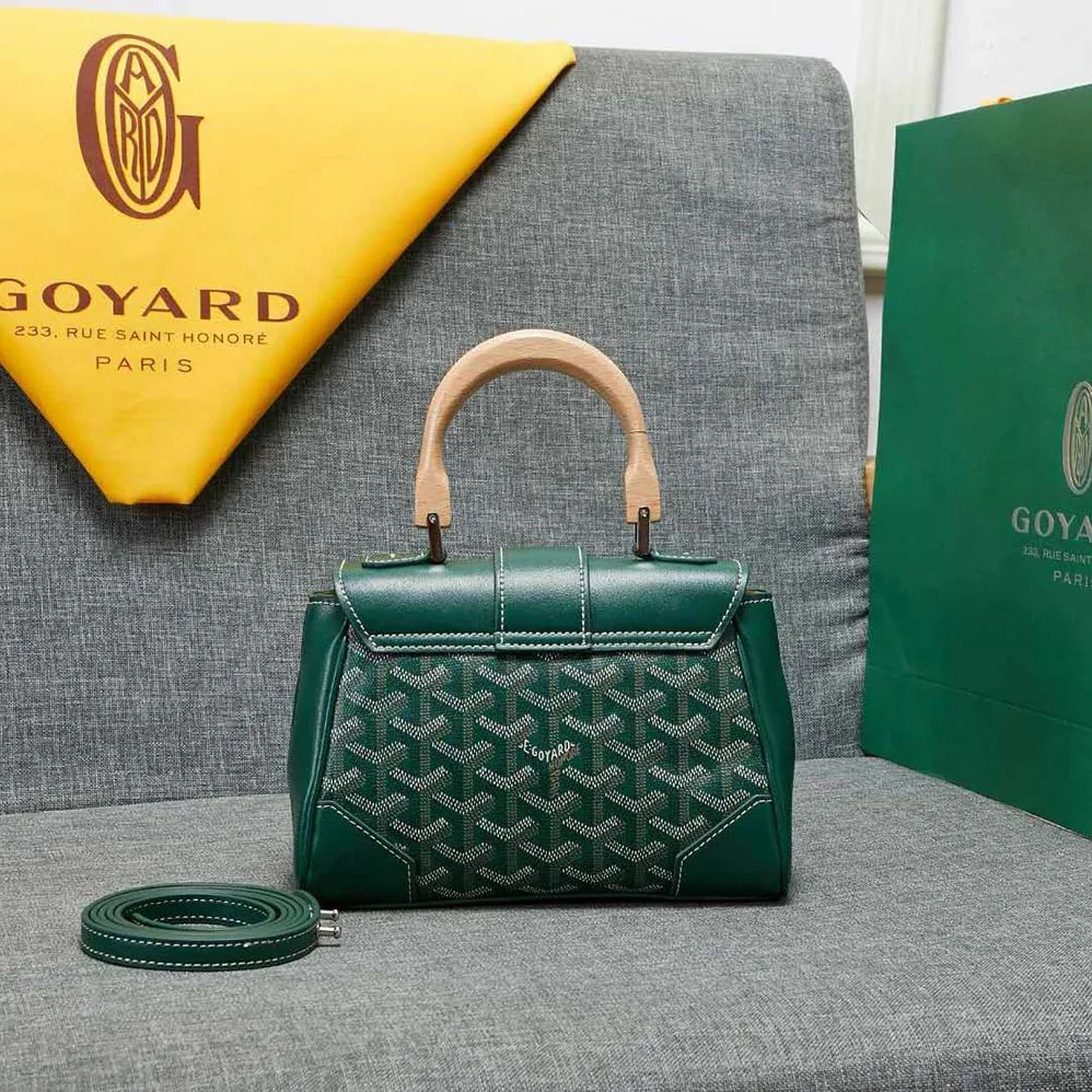 Goyard Sac Saïgon Souple Mini in Toile Goyardine & Chevroches Calfskin for Women in Green Goyard Sac Saïgon Souple Mini in Toile Goyardine & Chevroches Calfskin for Women in Green