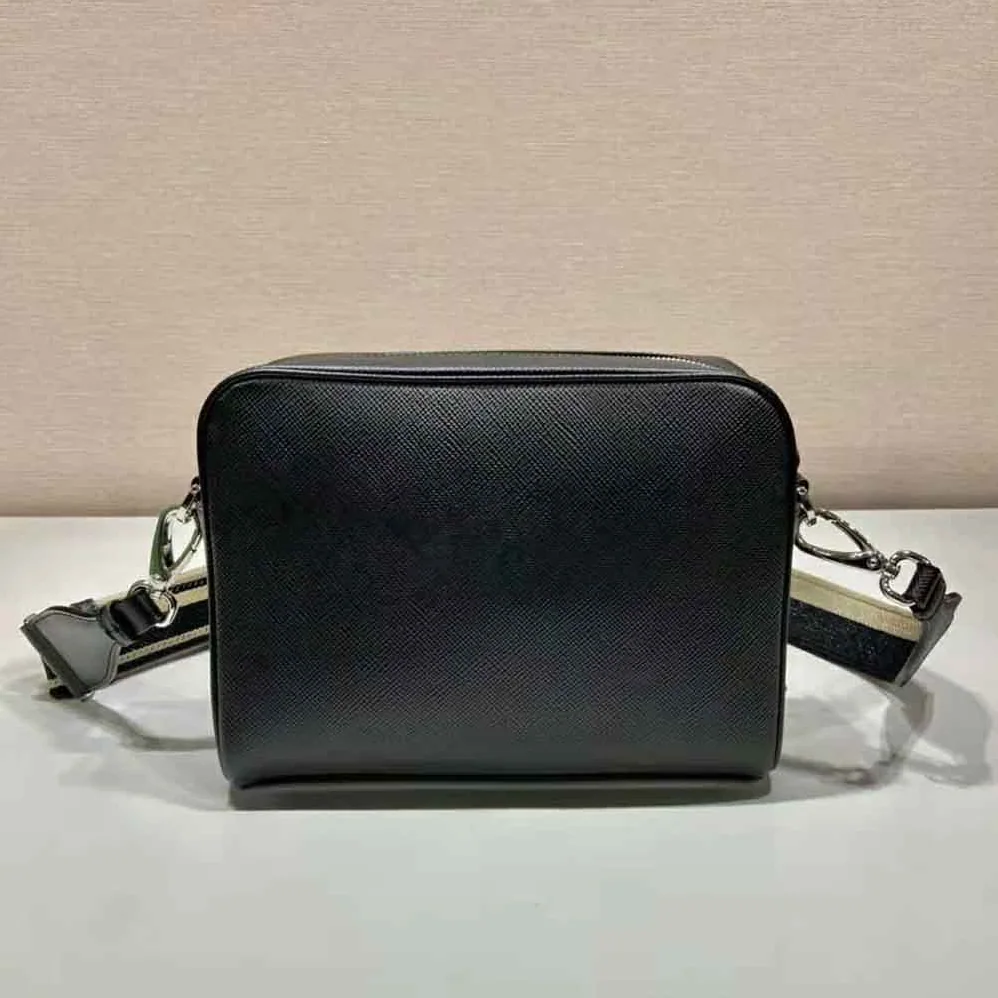 Prada Saffiano Leather Shoulder Bag With Iconic Prada Material for Men in Black