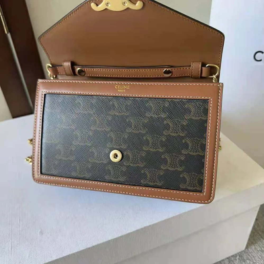 Celine Wallet on Chain Margo in Triomphe Canvas and Calfskin for Women Celine Wallet on Chain Margo in Triomphe Canvas and Calfskin for Women