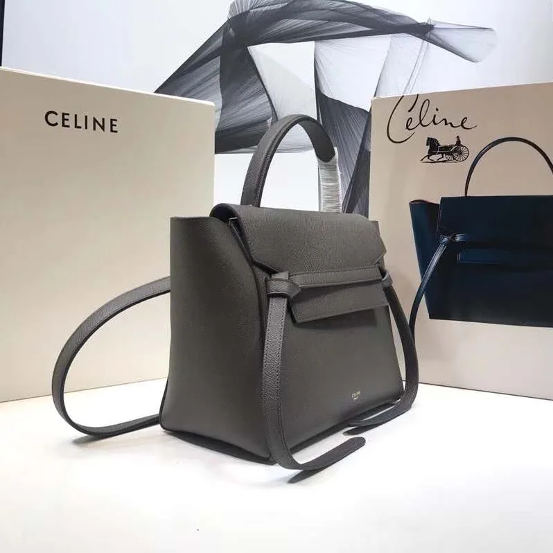 Celine Micro Belt Bag in Grained Calfskin for Women in Silver