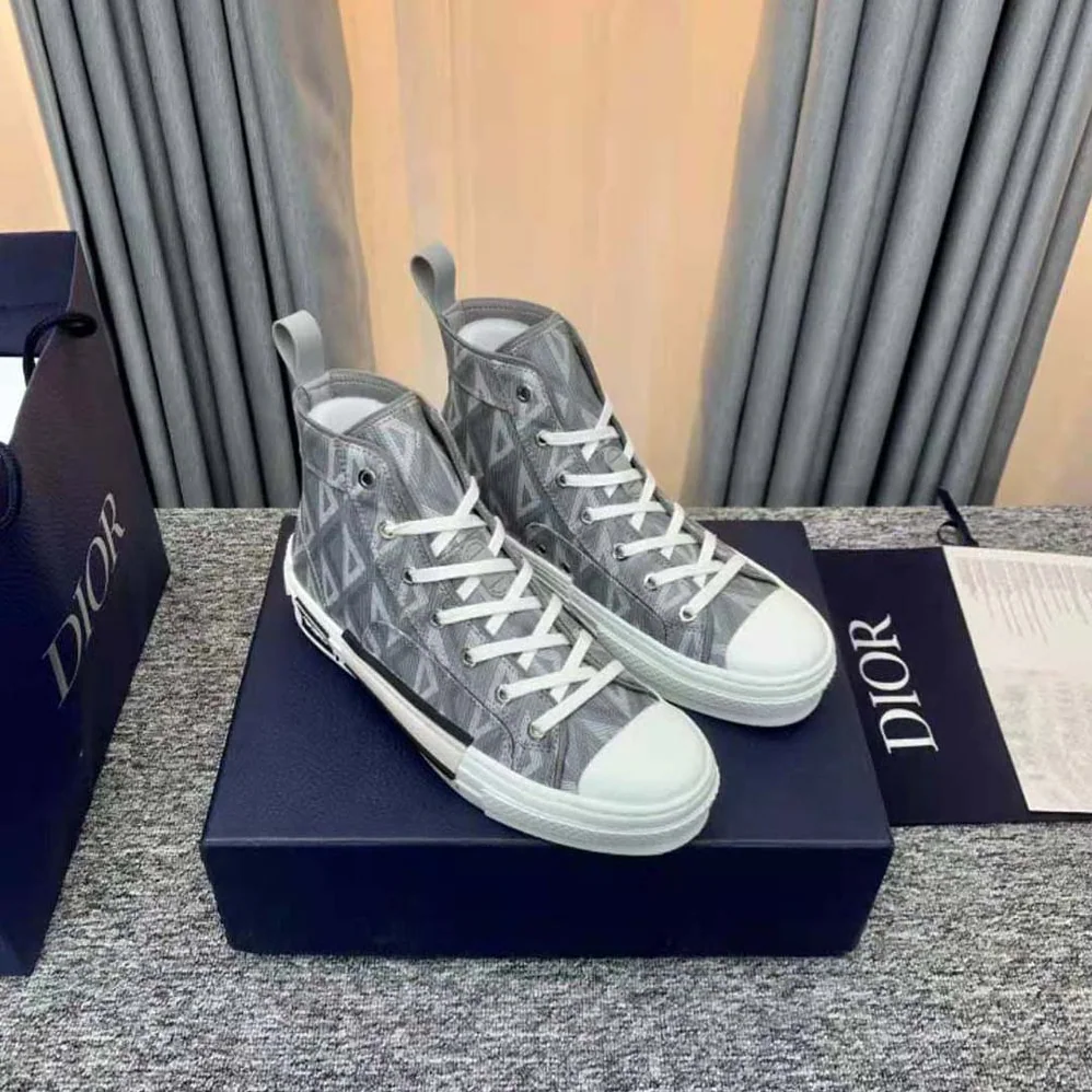 Dior B23 High-Top Sneaker Dior Gray CD Diamond Canvas for Unisex Dior B23 High-Top Sneaker Dior Gray CD Diamond Canvas for Unisex
