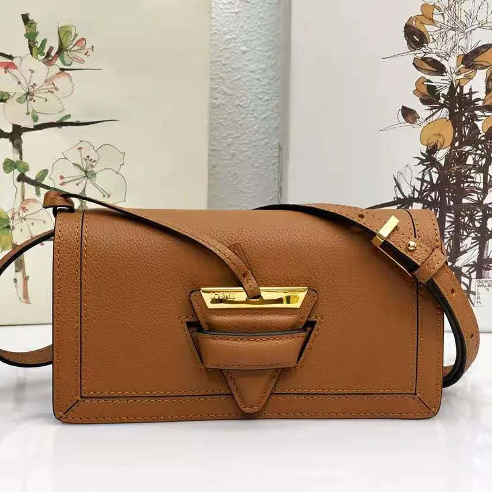 Loewe Mini Barcelona Soft Bag in Soft Grained Calfskin for Women in Brown