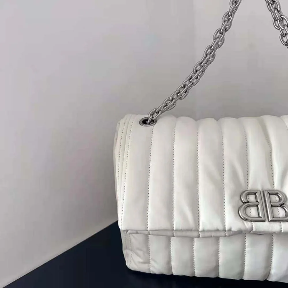 Balenciaga Monaco Medium Chain Bag Quilted in off White for Women