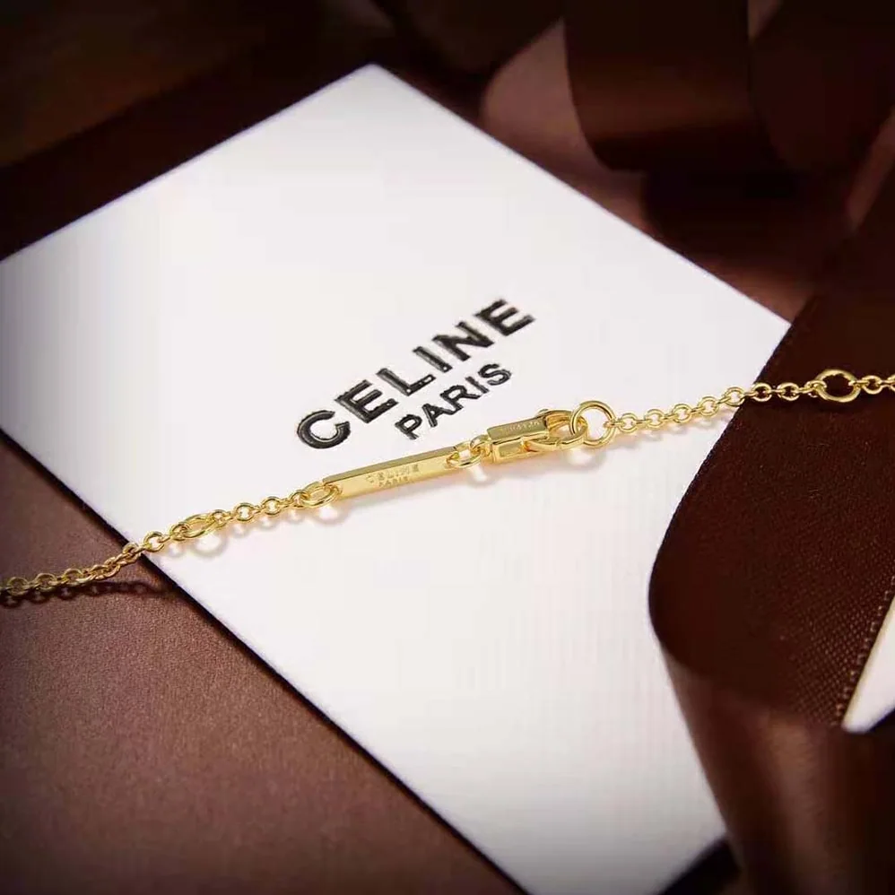 Celine Typo Necklace in Brass with Gold Finish for Women Celine Typo Necklace in Brass with Gold Finish for Women