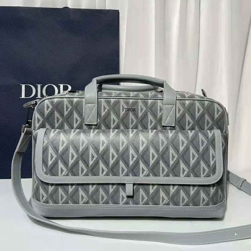 Dior Hit the Road Pet Carrier Bag Dior Gray CD Diamond Canvas and Smooth Calfskin for Men Dior Hit the Road Pet Carrier Bag Dior Gray CD Diamond Canvas and Smooth Calfskin for Men