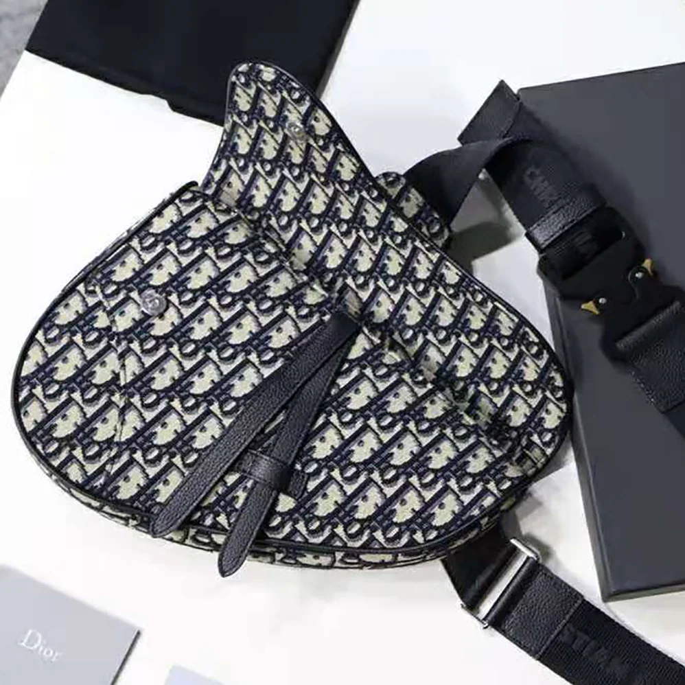 Dior Saddle Bag Beige and Black Dior Oblique Jacquard for Men Dior Saddle Bag Beige and Black Dior Oblique Jacquard for Men