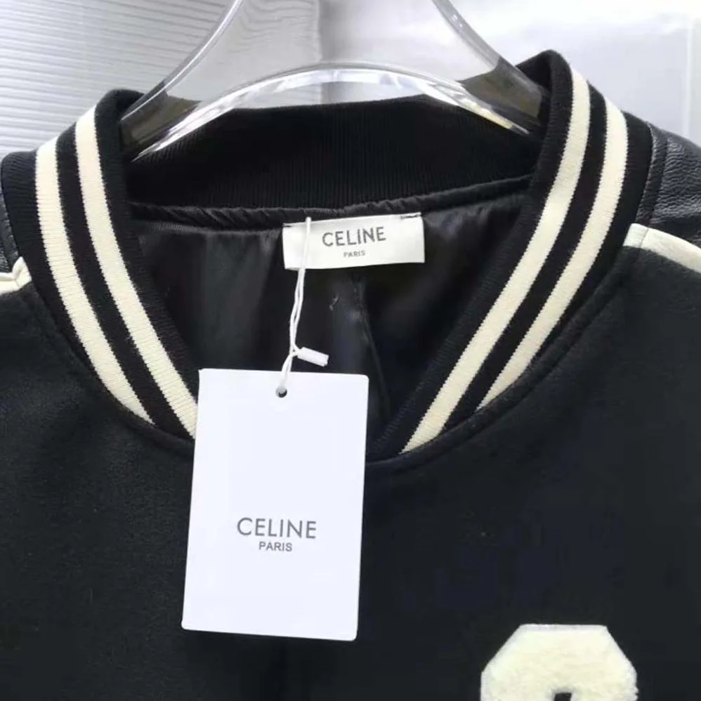 Celine Oversized Wool Varsity Jacket for Women in Black Celine Oversized Wool Varsity Jacket for Women in Black