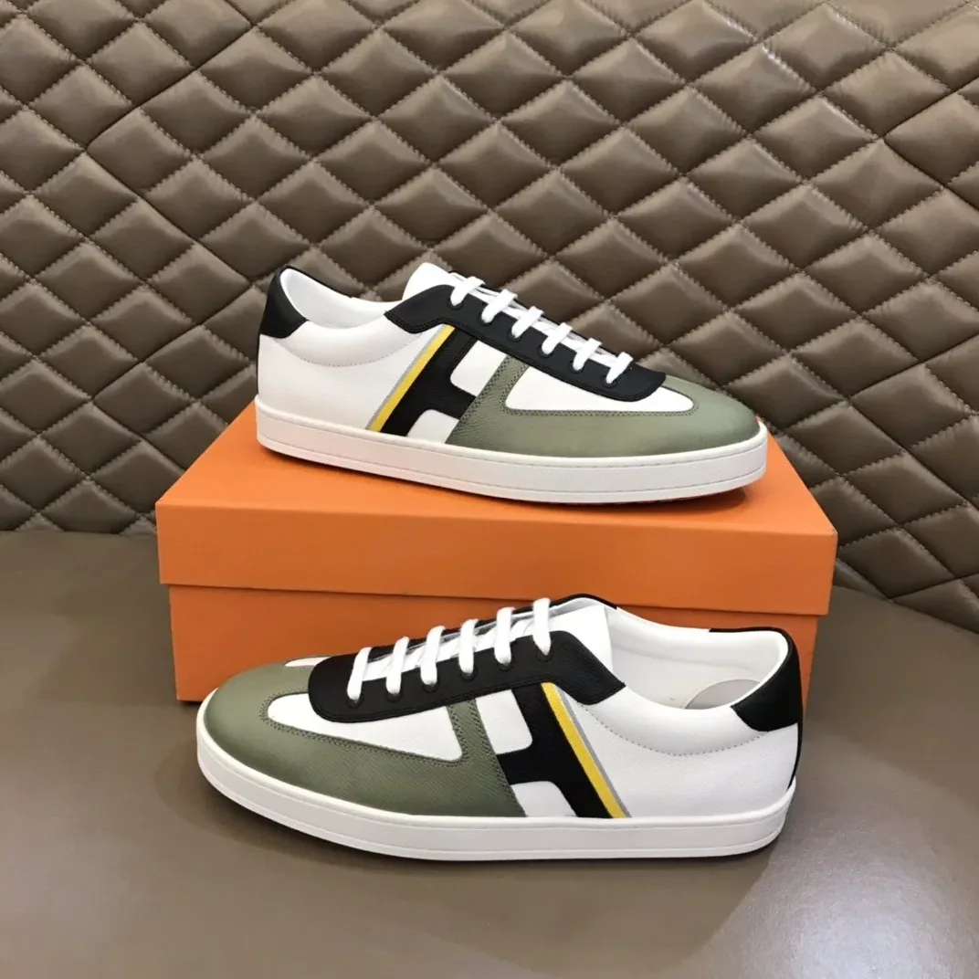 Hermes Boomerang Sneaker White in Green/Black
