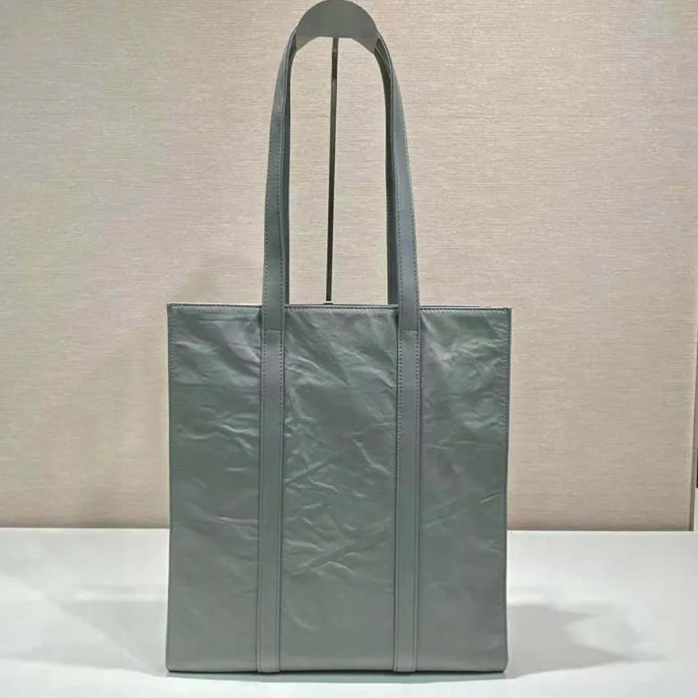 Prada Small Antique Nappa Leather Tote for Women in Gray