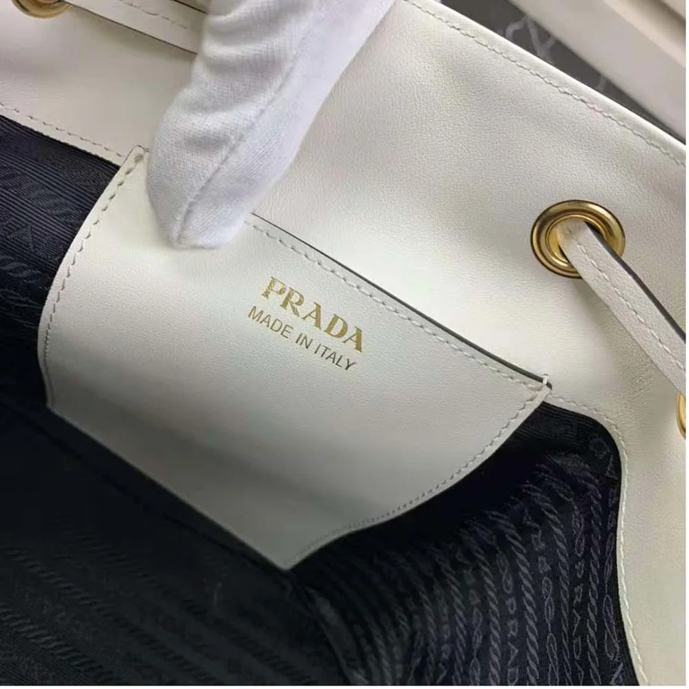 Prada Saffiano Leather Bucket Bag for Women in White Prada Saffiano Leather Bucket Bag for Women in White