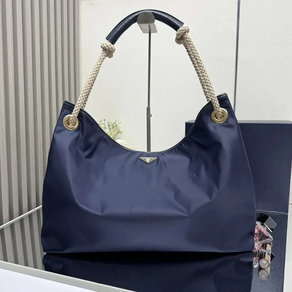 Prada Mariner Large Re-Nylon Shoulder Bag for Women in Navy
