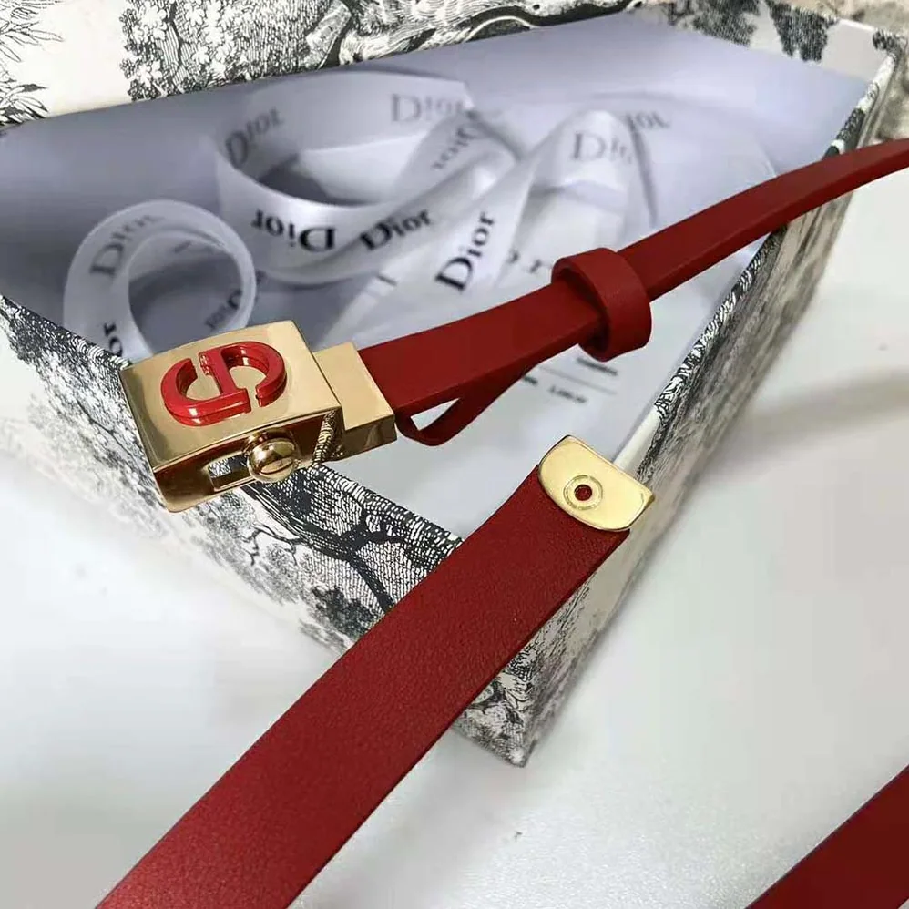 Dior Diorpolytechnique Belt Bright Red Smooth Calfskin 17 MM for Women