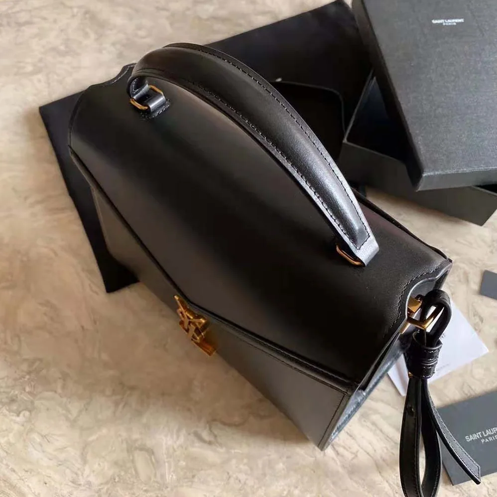 Saint Laurent YSL Cassandra Top Handle Medium Bag in Grain DE Poudre Embossed Leather for Women in Black Saint Laurent YSL Cassandra Top Handle Medium Bag in Grain DE Poudre Embossed Leather for Women in Black