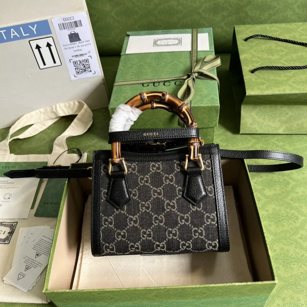 Gucci Diana Jumbo GG Mini Tote Bag Handbag Canvas Lining Black / Gucci Diana Jumbo GG Mini Tote Bag Handbag Canvas Lining Black /