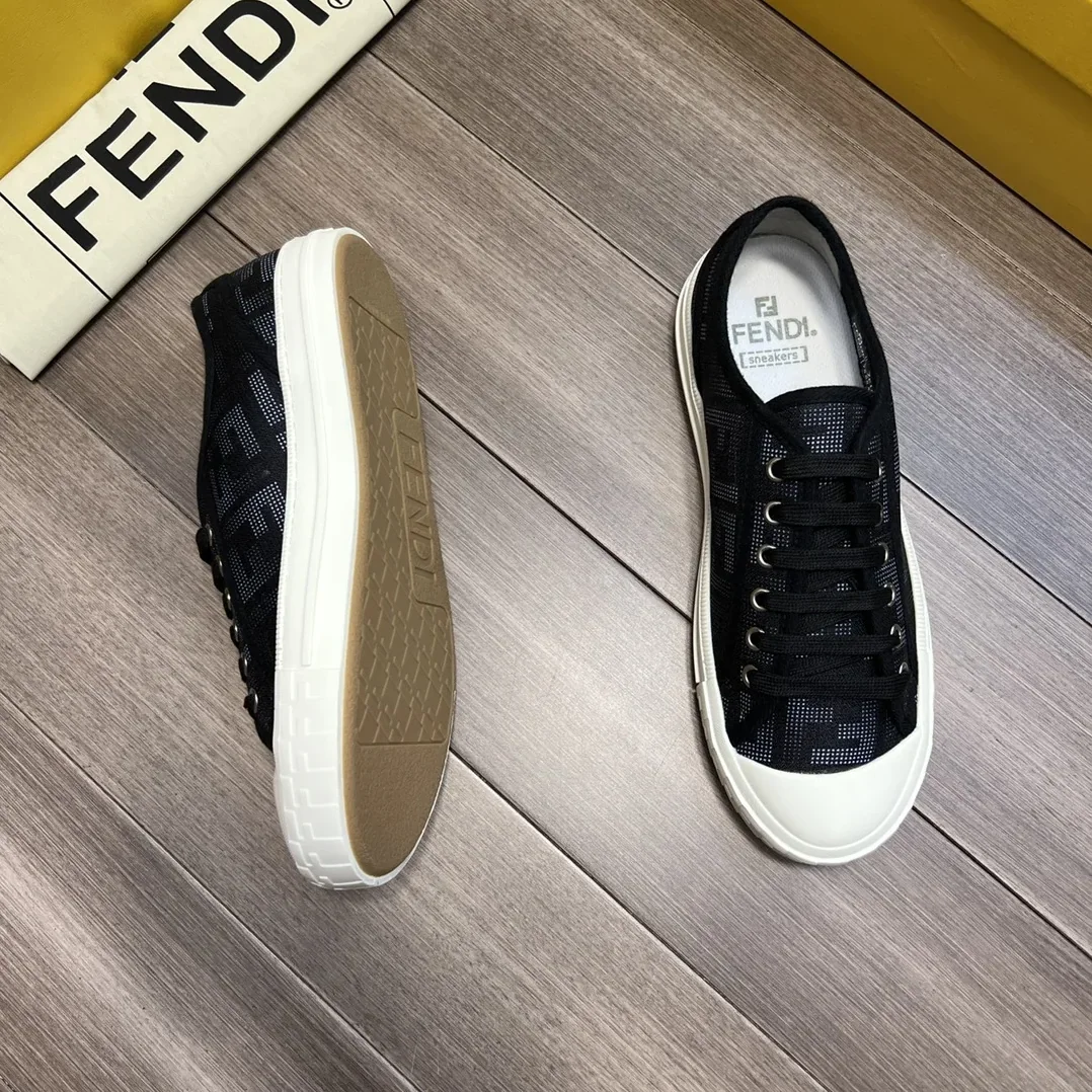 Fendi FD Domino Fabric Low in Tops Sneakers Black