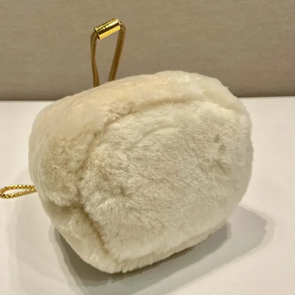 Prada Sheepskin Mini Pouch for Women in Beige
