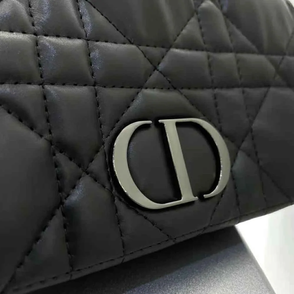 Dior Caro Macrocannage Pouch Black Quilted Macrocannage Calfskin for Women Dior Caro Macrocannage Pouch Black Quilted Macrocannage Calfskin for Women
