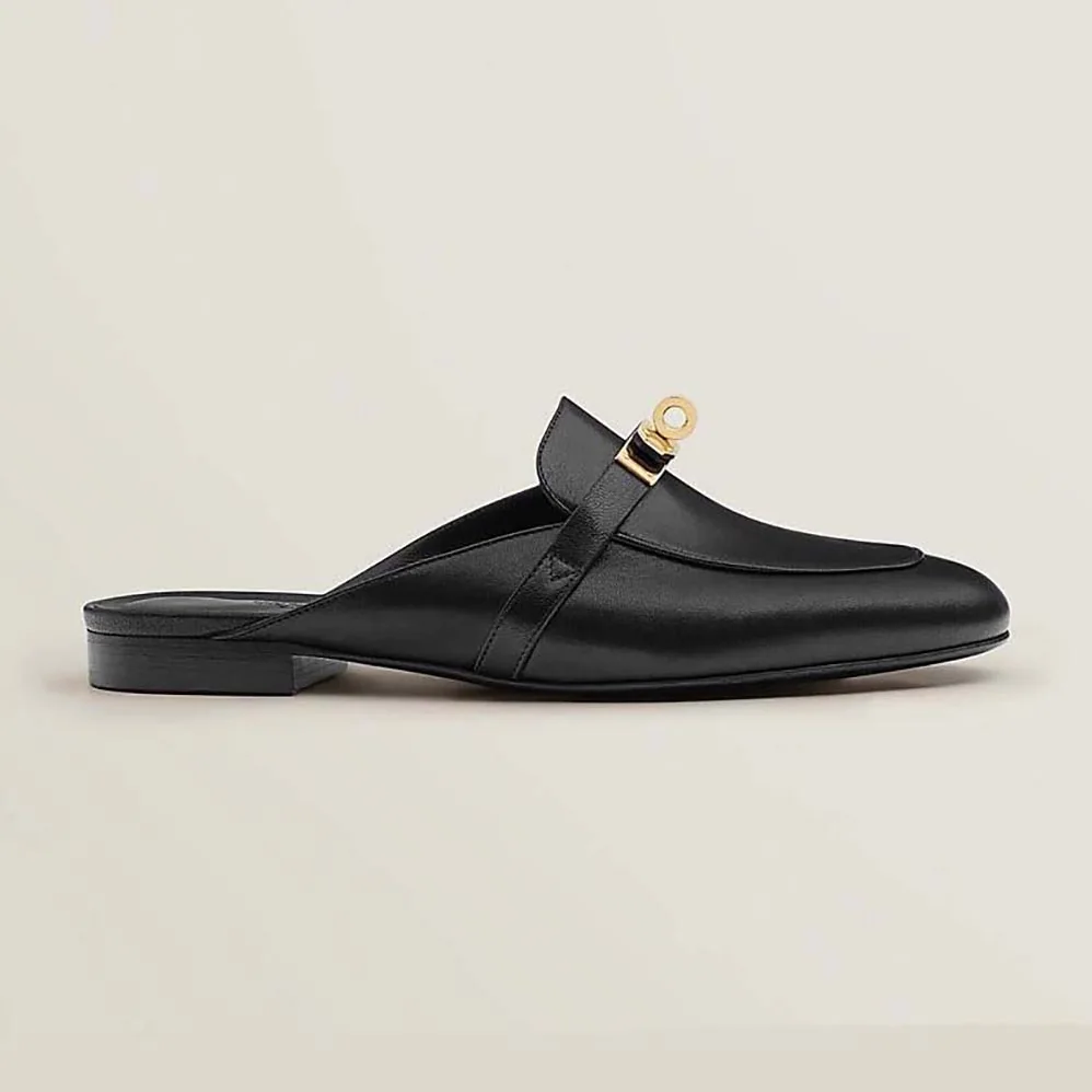 Hermes OZ Mule in Black Calfskin Leather for Women Hermes OZ Mule in Black Calfskin Leather for Women