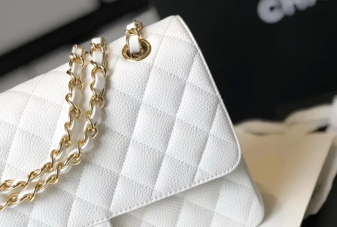 Chanel Classic Double Flap Bag Medium Crossbody in White Golden Hardware Chanel Classic Double Flap Bag Medium Crossbody in White Golden Hardware
