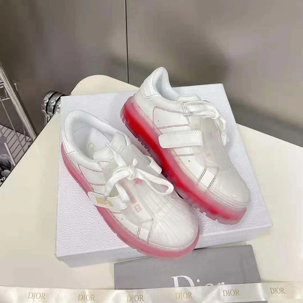 Dior Dior-Id Sneaker White Calfskin and Transparent Red Rubber for Women