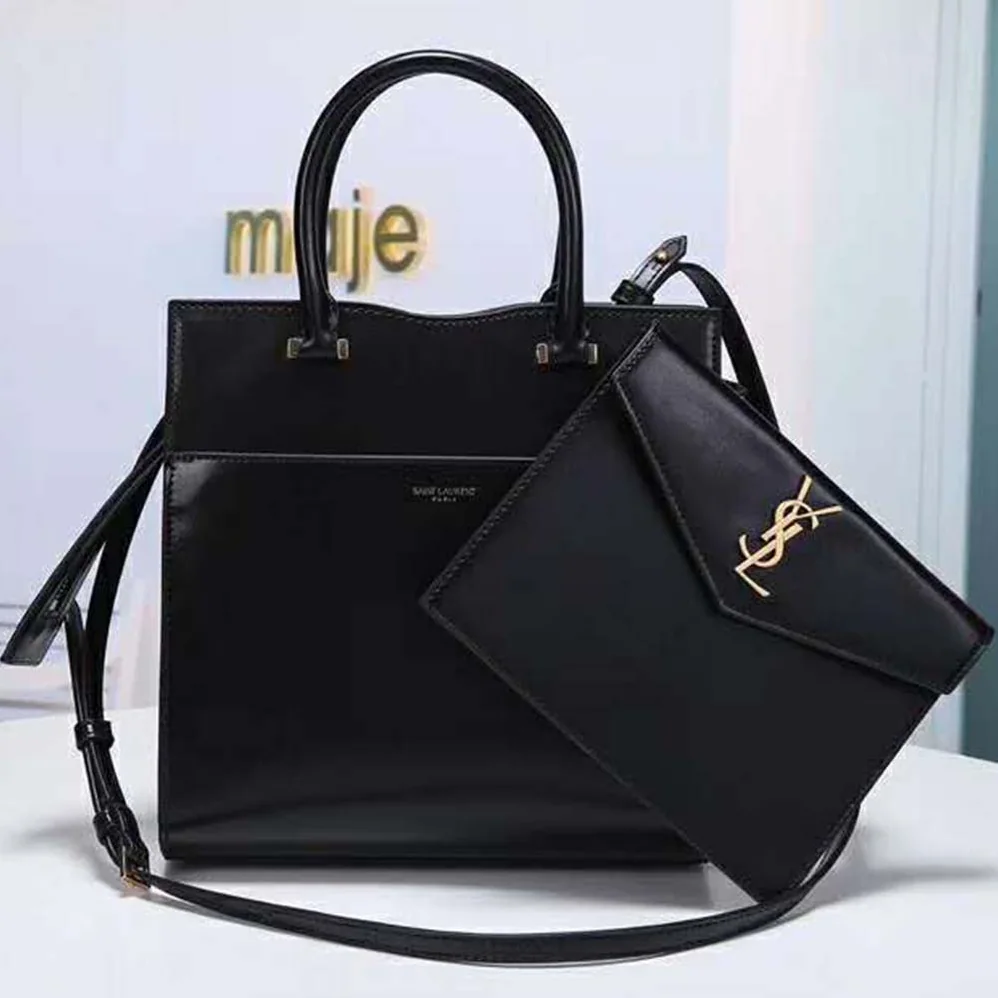 Saint Laurent YSL Uptown Small Tote Shiny Smooth Leather for Women in Black Saint Laurent YSL Uptown Small Tote Shiny Smooth Leather for Women in Black
