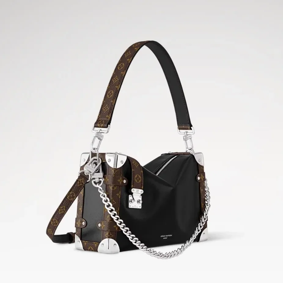 Louis Vuitton Side Trunk Vibe MM Shoulder Bag in Black Silver Hardware