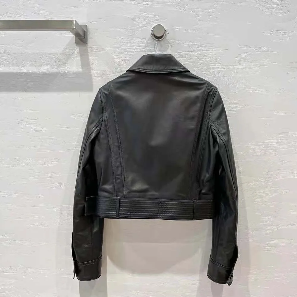 Saint Laurent YSL Cropped Jacket in Drummed Lambskin for Women in Black