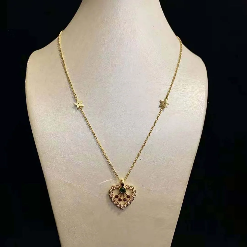 Dior in Heart Lights Necklace Gold-Finish Metal and Multicolor Crystals for Women