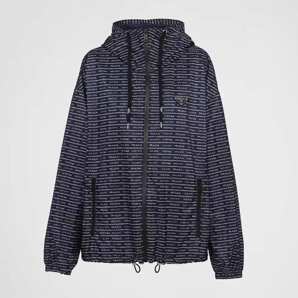 Prada Nylon Blouson Jacket for Men in Blue/White Prada Nylon Blouson Jacket for Men in Blue/White