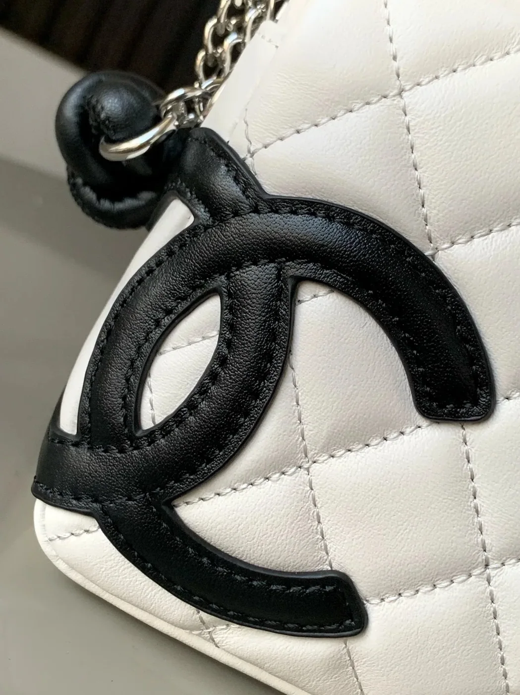 Chanel Cambon Pochette Shoulder Bag in White Silver Hardware Chanel Cambon Pochette Shoulder Bag in White Silver Hardware