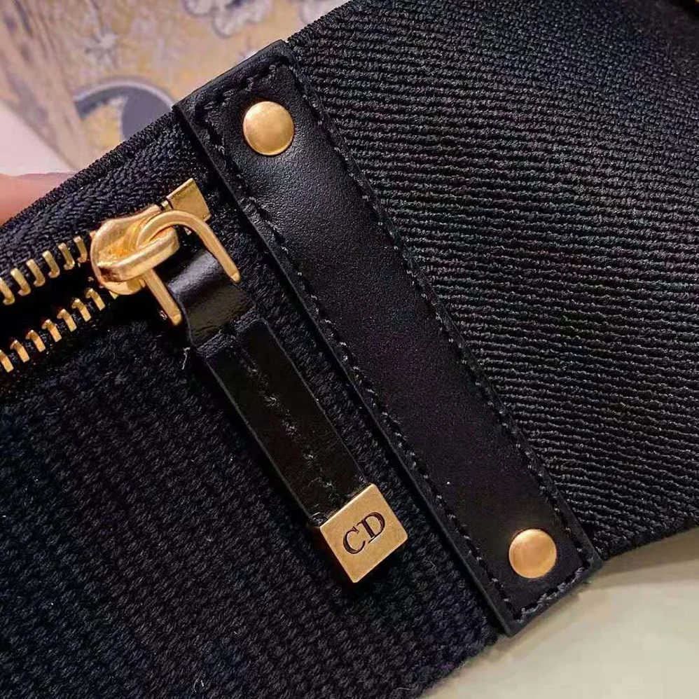 Dior Saddle Belt Black Smooth Calfskin and Technical Fabric 80 MM for Women