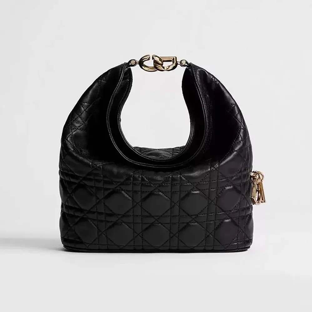 Dior Small Dior Toujours Hobo Bag Black Cannage Lambskin for Women