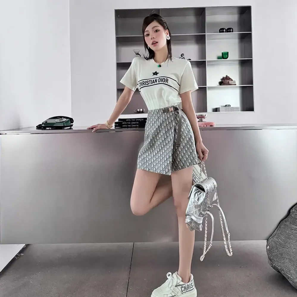 Dior Polo Shirt White and Navy Blue Cotton Jersey for Women