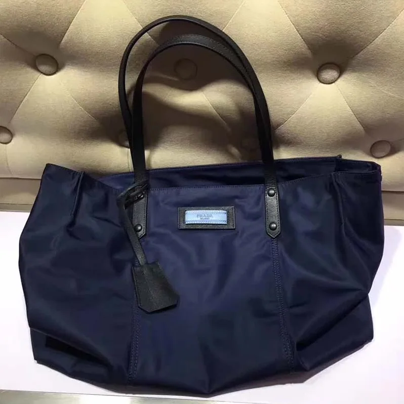 Prada Large Etiquette Nylon Bag for Women in Black Prada Large Etiquette Nylon Bag for Women in Black