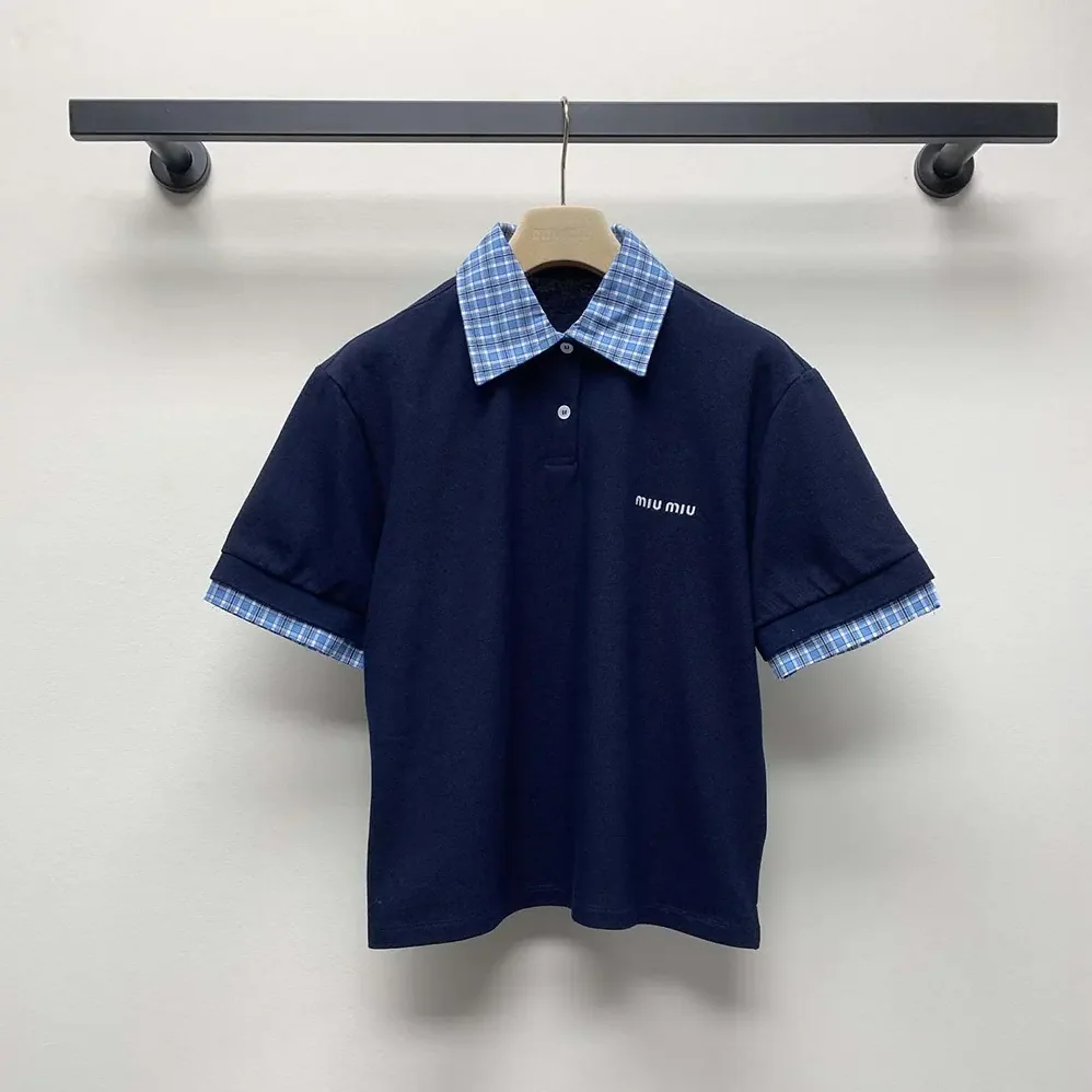 Miu Miu Piqué and Poplin Polo Shirt for Women