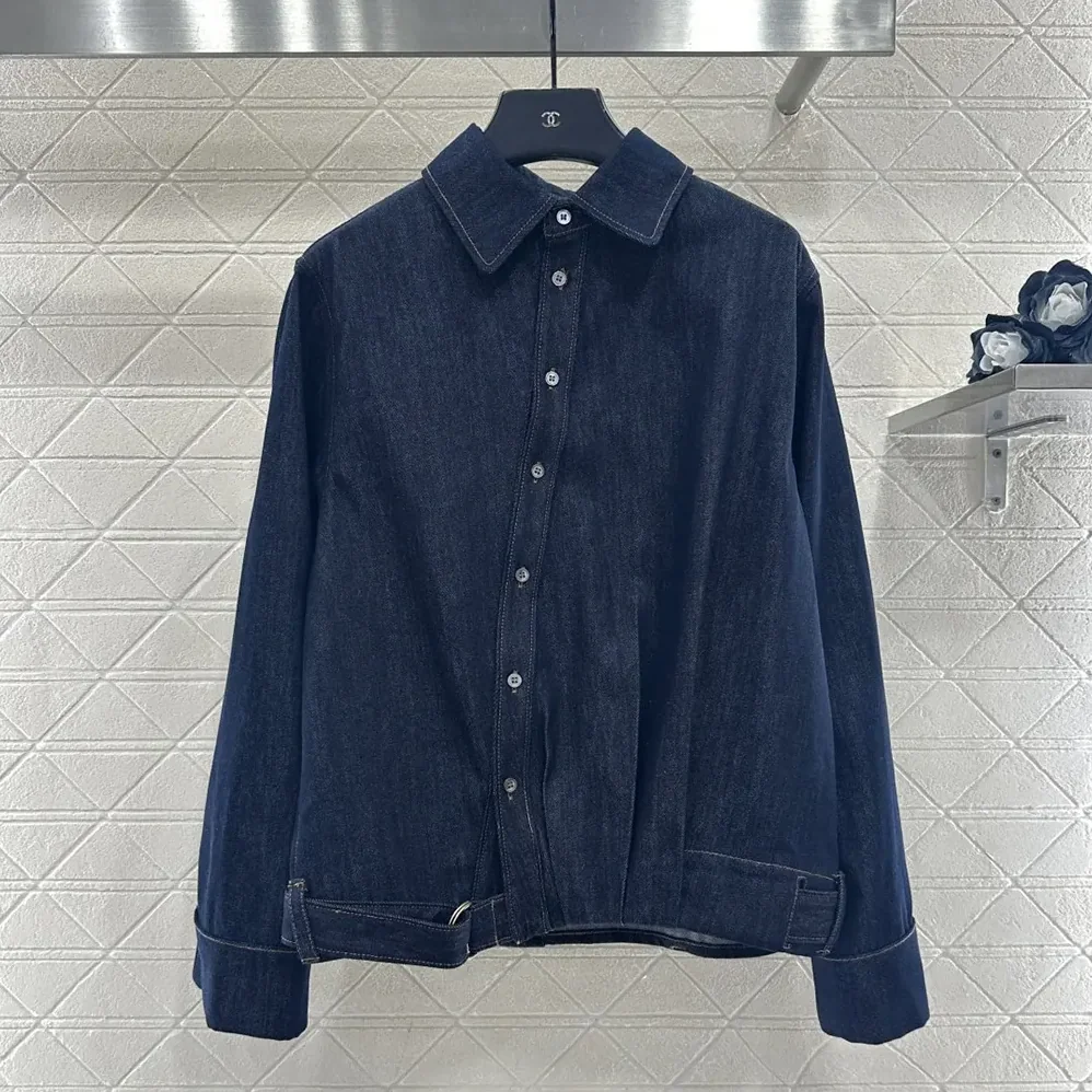 Loewe Draped Shirt in Denim-S359Y1DX19 for Women