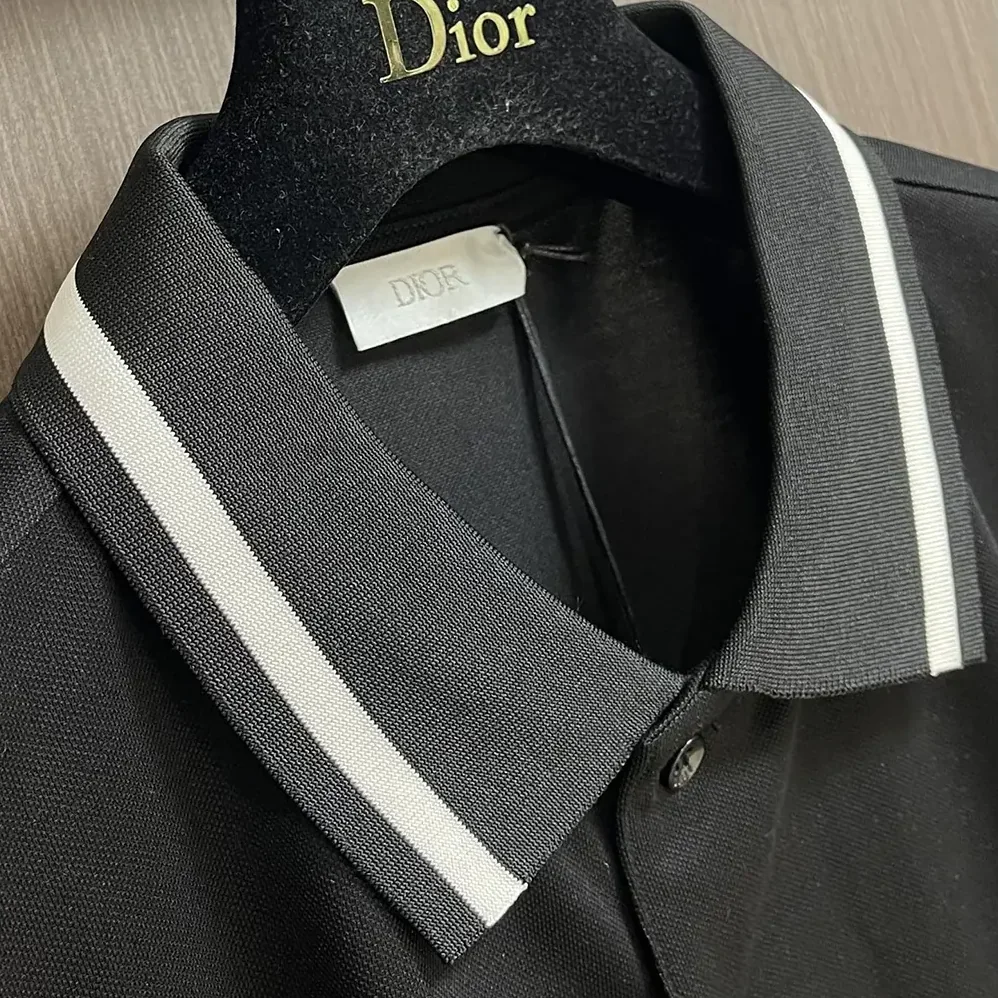 Dior Polo Shirt with Bee Embroidery Black Cotton Piqué for Men Dior Polo Shirt with Bee Embroidery Black Cotton Piqué for Men