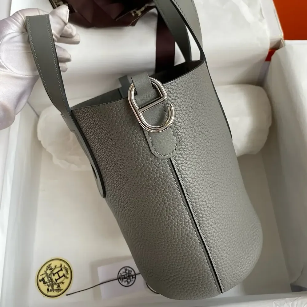 Hermes In the Loop 18 Handbag Clemence Leather for Women in Gray/Silver Hermes In the Loop 18 Handbag Clemence Leather for Women in Gray/Silver