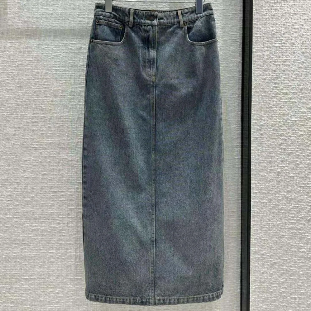 Prada Denim Maxi for Women in skirt with Triangle Logo Prada Denim Maxi for Women in skirt with Triangle Logo