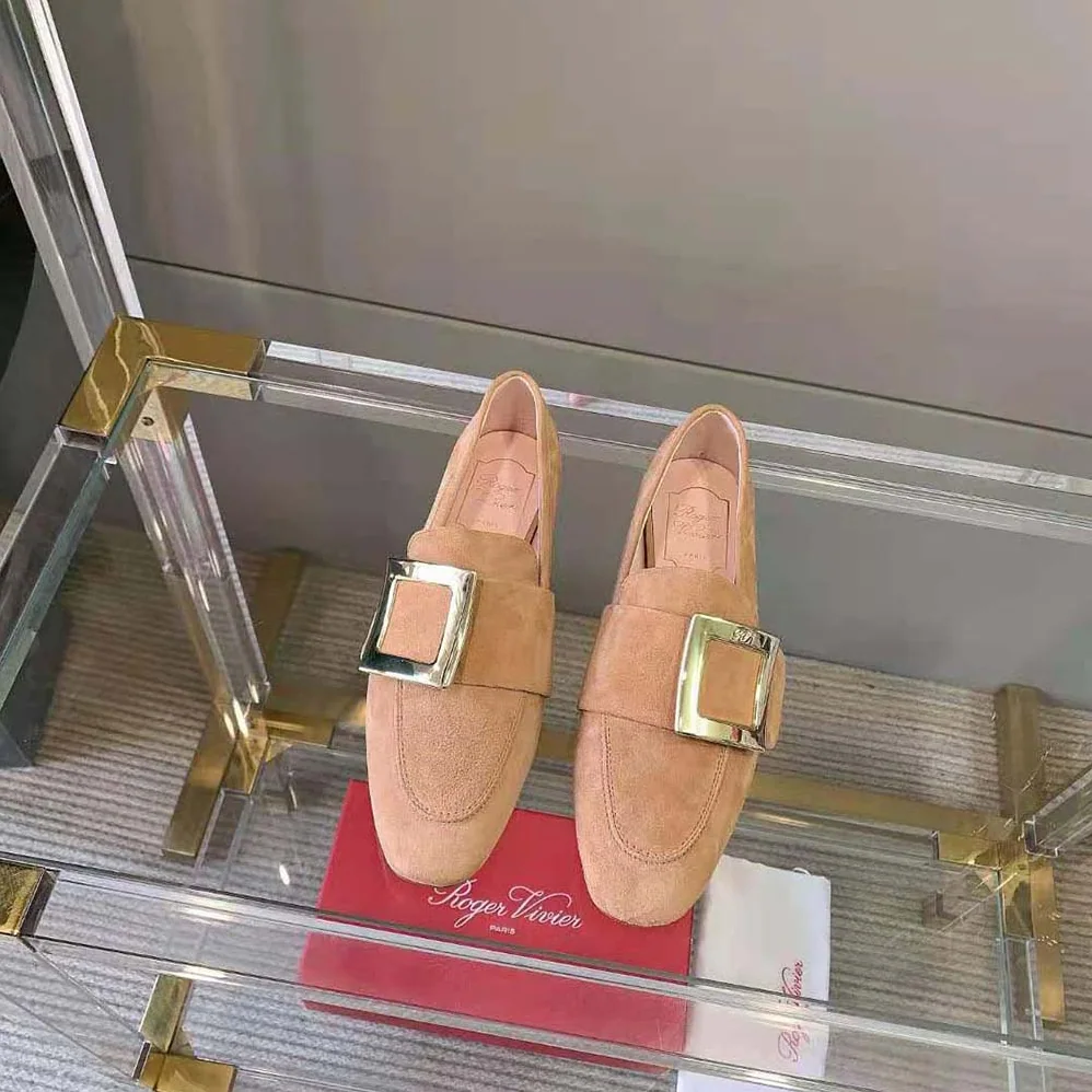 Roger Vivier Soft Metal Buckle Loafers in Suede for Women Roger Vivier Soft Metal Buckle Loafers in Suede for Women