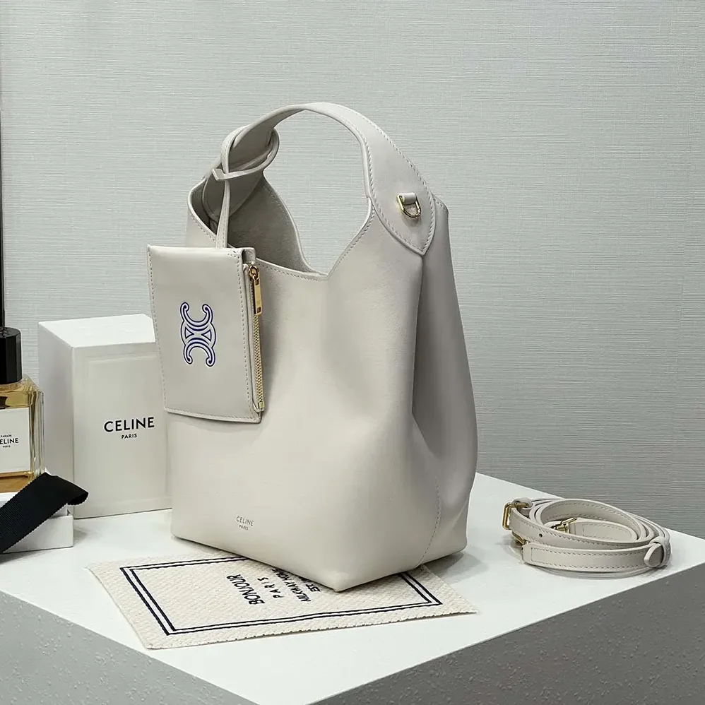 Celine Small Hobo in Supple Smooth Calfskin for Women in White Celine Small Hobo in Supple Smooth Calfskin for Women in White