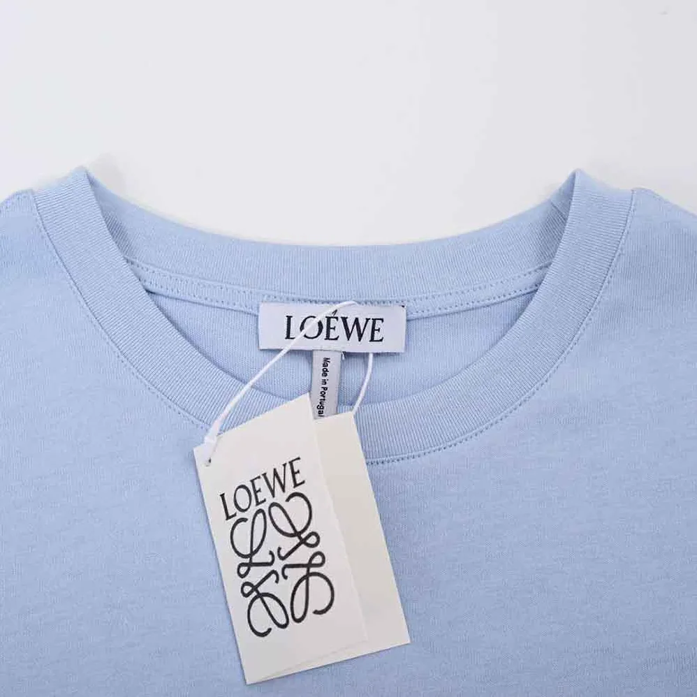 Loewe Anagram Embroidered T-shirt in Cotton for Men in Blue Loewe Anagram Embroidered T-shirt in Cotton for Men in Blue