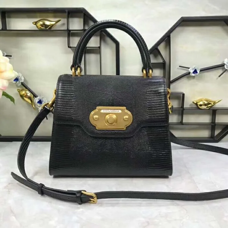 Dolce Gabbana D&G Leather Welcome Handbag for Women in Black