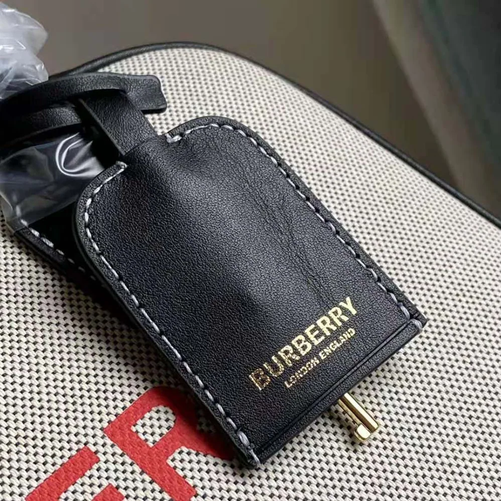 Burberry Medium Horseferry Print Cotton Canvas Half Cube Bag for Women in Black Burberry Medium Horseferry Print Cotton Canvas Half Cube Bag for Women in Black