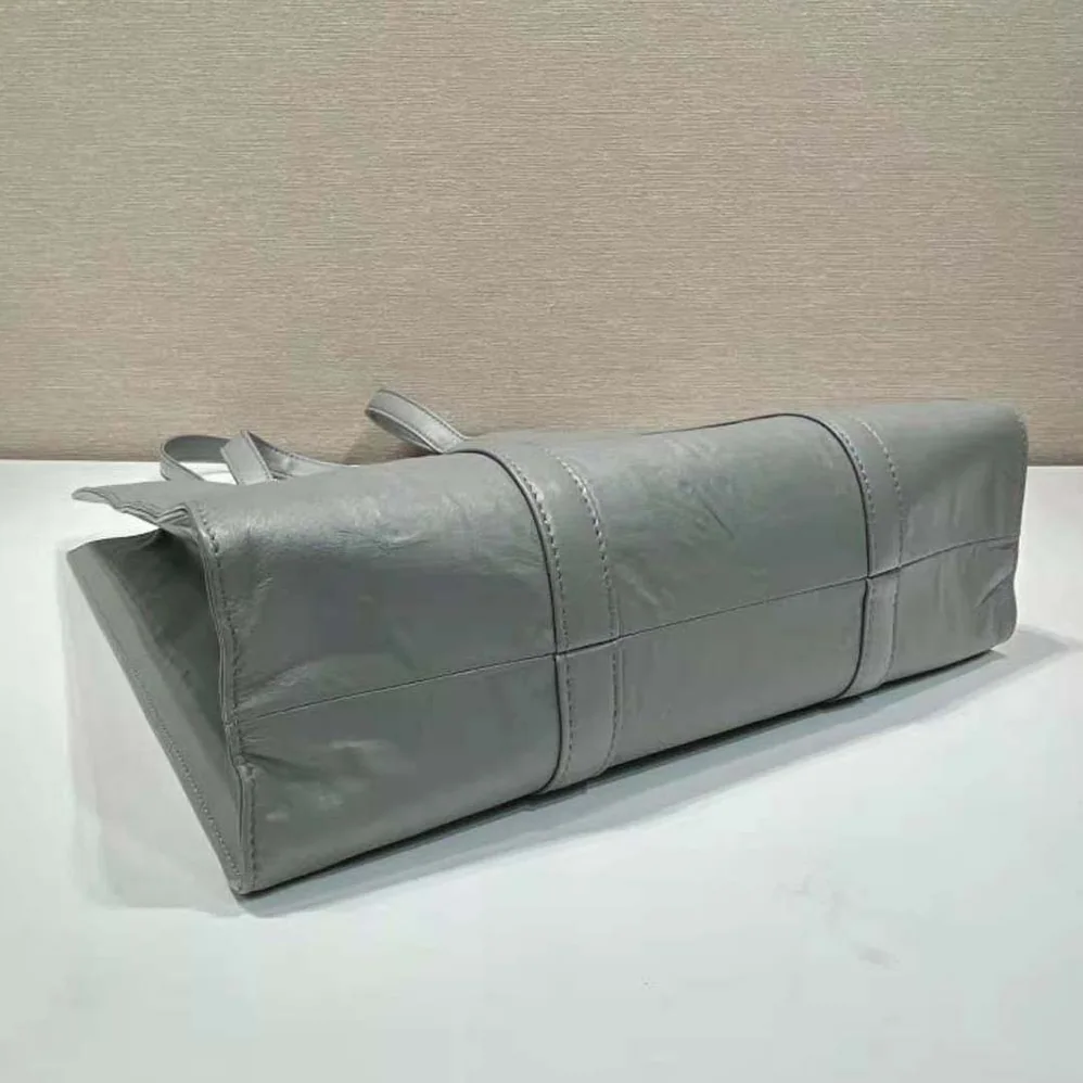 Prada Small Antique Nappa Leather Tote for Women in Gray