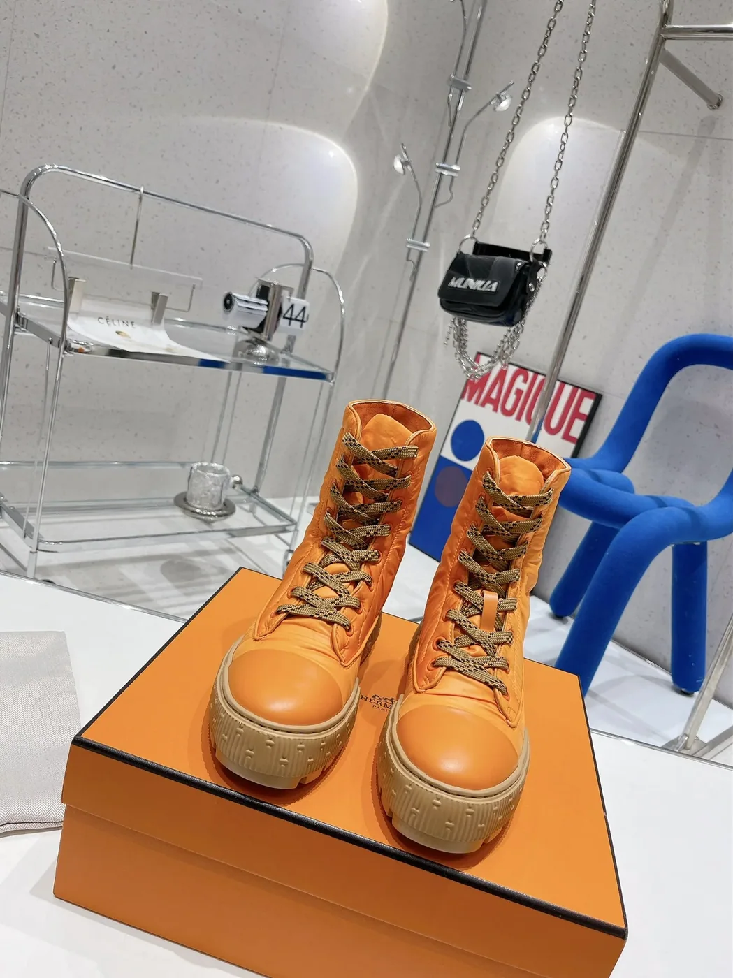 Hermes Fresh Ankle Boots Orange /