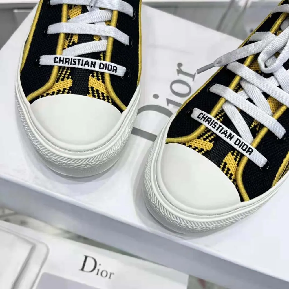 Dior Walk'N'Dior Sneaker Yellow and Black Check'n'Dior Technical Mesh for Women