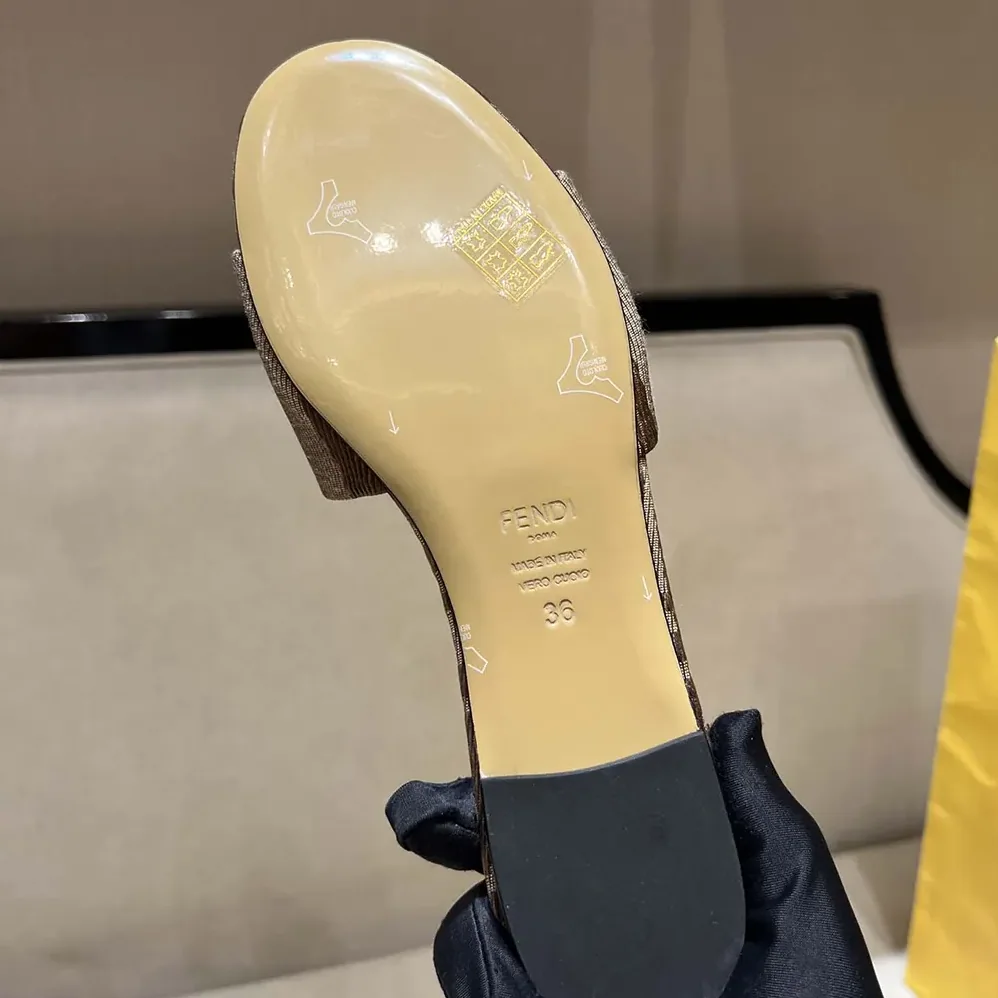 Fendi Sunshine Dove Gray Denim for Women in effect Jacquard Slides