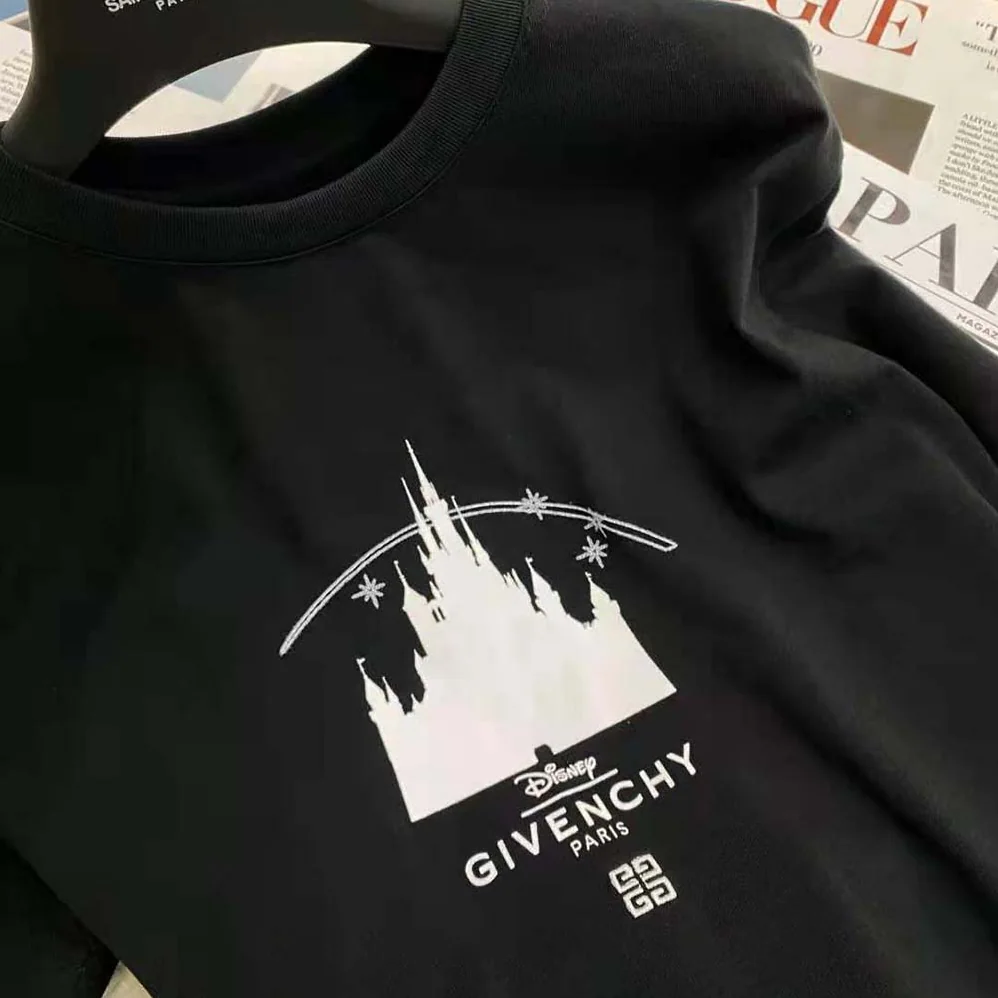 Givenchy Disney Castle Slim Fit T-shirt in Jersey with Print for Men in Black