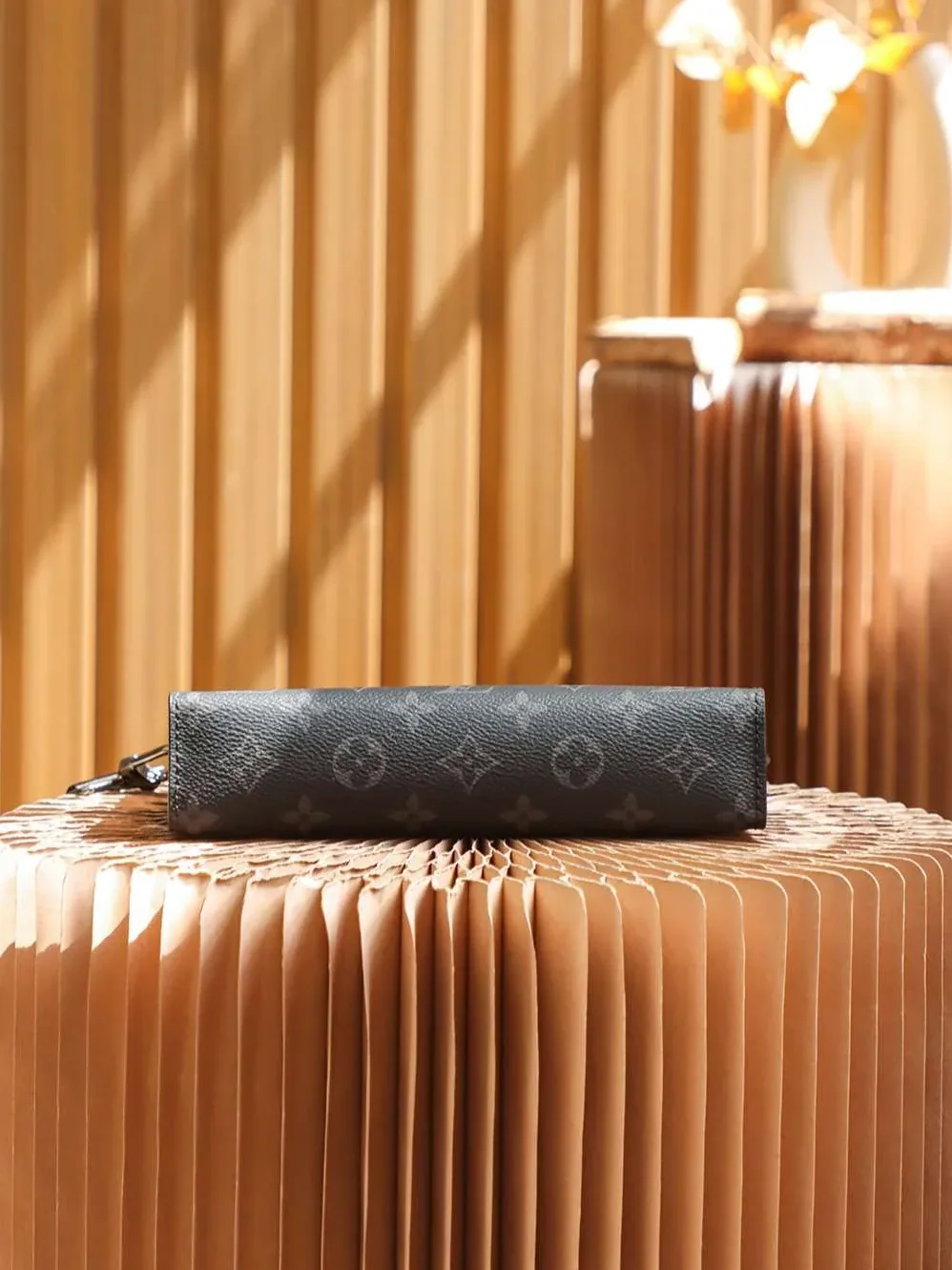 Louis Vuitton Pochette Gaston Wearable Wallet Shoulder Bag / Black Monogram Eclipse Canvas Silver Hardware